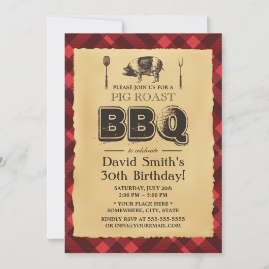  Pig Roast BBQ Birthday Party Kaart (Voorkant)