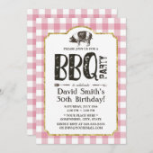 Pig Roast BBQ Birthday Party roze speldenband Kaart (Voorkant / Achterkant)
