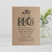 Pig Roast BBQ Birthday Party Rustic Kraft Kaart (Staand voorkant)