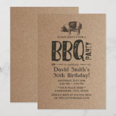 Pig Roast BBQ Birthday Party Rustic Kraft Kaart (Voorkant / Achterkant)