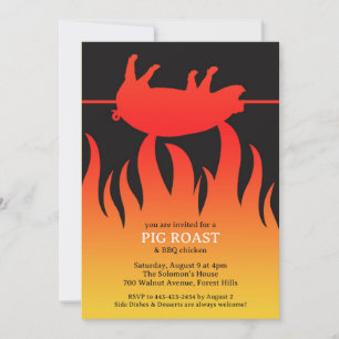 Pig Roast BBQ Flat Invitation Kaart