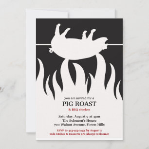 Pig Roast BBQ Flat Invitation Kaart