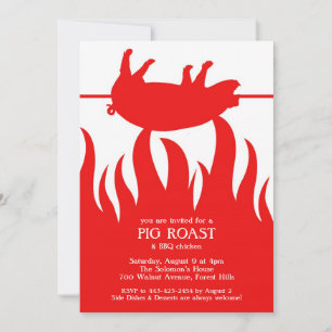 Pig Roast BBQ Flat Uitnodiging