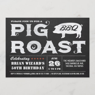  Pig Roast BBQ-uitnodigingen Chalkboard Kaart