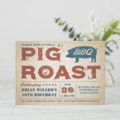 Pig Roast BBQ Verjaardagsuitnodiging Kaart (Staand voorkant)