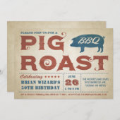 Pig Roast BBQ Verjaardagsuitnodiging Kaart (Voorkant / Achterkant)