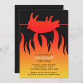 Pig Roast Flame BBQ Platte Uitnodiging (Voorkant / Achterkant)