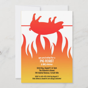 Pig Roast Flame BBQ Platte Uitnodiging