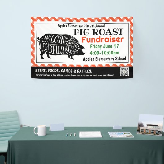 PIG ROAST Fundraiser PTO PTA Kerk Banner (Beurs)