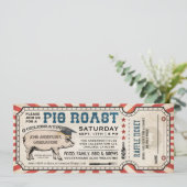 Pig Roast Graduation Invitations met Raffle Ticket Kaart (Staand voorkant)