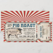 Pig Roast Graduation Invitations met Raffle Ticket Kaart (Voorkant / Achterkant)