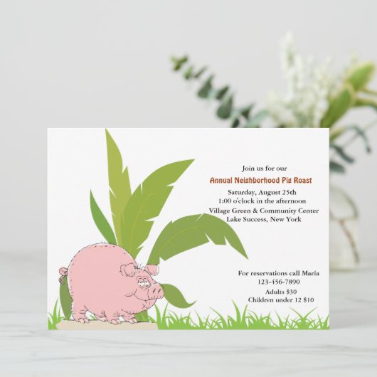Pig Roast Invitation Kaart (Staand voorkant)