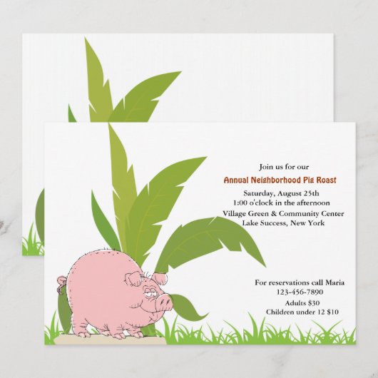 Pig Roast Invitation Kaart (Voorkant / Achterkant)
