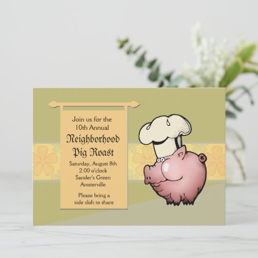 Pig Roast Invitation Kaart (Staand voorkant)