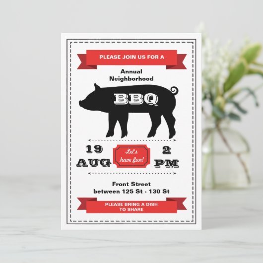 Pig Roast Invitation Kaart (Staand voorkant)