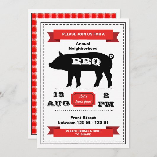 Pig Roast Invitation Kaart (Voorkant / Achterkant)
