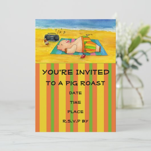 Pig Roast Invitation Kaart (Staand voorkant)
