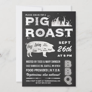 Pig Roast Invitations   BBQ Chalkboard Kaart
