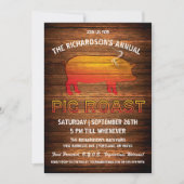 Pig Roast Invitations | Houtbranding Kaart (Voorkant)