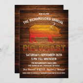 Pig Roast Invitations | Houtbranding Kaart (Voorkant / Achterkant)