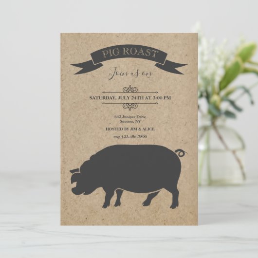 Pig Roast Invitations Kaart (Staand voorkant)