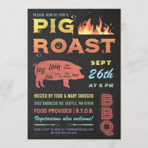 Pig Roast Invitations   Kleur van het Chalkboard v Kaart