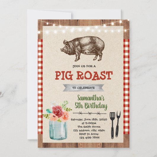 Pig Roast Party Thema uitnodiging (Voorkant)