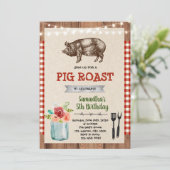 Pig Roast Party Thema uitnodiging (Staand voorkant)