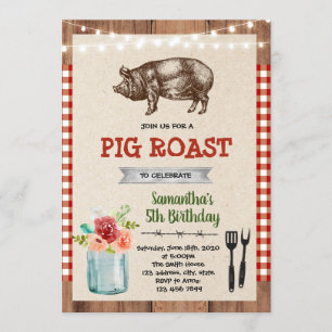 Pig Roast Party Thema uitnodiging