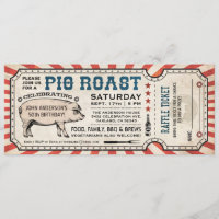 Pig Roast Ticket Uitnodigingen met Raffle Ticket v