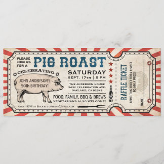 Pig Roast Ticket Uitnodigingen met Raffle Ticket v