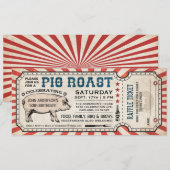 Pig Roast Ticket-uitnodigingen met Raffle Ticket v Kaart (Voorkant / Achterkant)