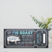 Pig Roast Ticket-uitnodigingen met Raffle Ticket v Kaart (Staand voorkant)