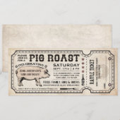 Pig Roast Ticket-uitnodigingen met Raffle Ticket v Kaart (Voorkant / Achterkant)