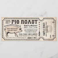Pig Roast Ticket-uitnodigingen met Raffle Ticket v