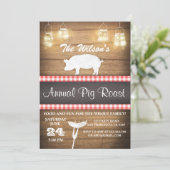 Pig Roast-uitnodiging BBQ BaByQ Shower Rustic wood Kaart (Staand voorkant)