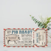Pig Roast Uitnodigingen met Raffle Ticket (Staand voorkant)