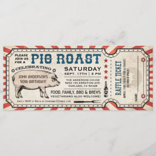 Pig Roast Uitnodigingen met Raffle Ticket