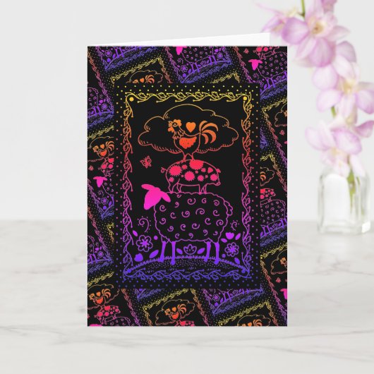 PIG ROOSTER BINNENLANDSE DIEREN KAART (Orchidee)