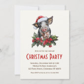 Pig Santa Hat Piglet Boerderij Animal Christmas Pa Kaart (Voorkant)
