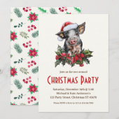 Pig Santa Hat Piglet Boerderij Animal Christmas Pa Kaart (Voorkant / Achterkant)