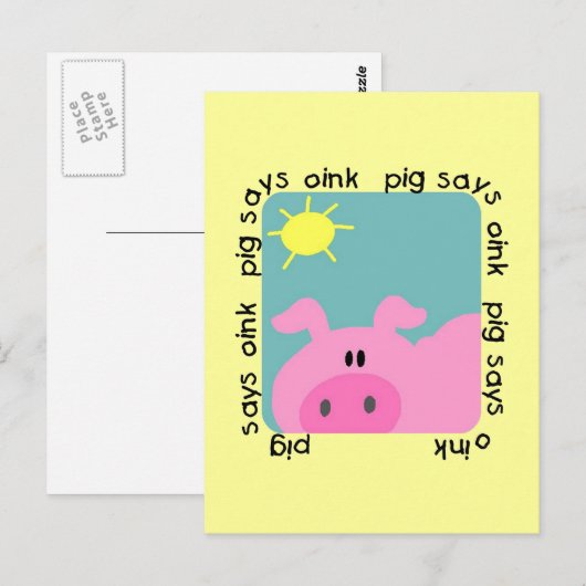 Pig Says Oink T-shirts en Gifts Briefkaart (Voorkant / Achterkant)