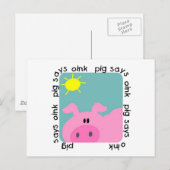 Pig Says Oink T-shirts en Gifts Briefkaart (Voorkant / Achterkant)