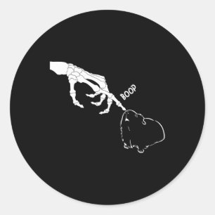 Pig Scary Skeleton Hand Boop Funny Spooky Hallowee Ronde Sticker