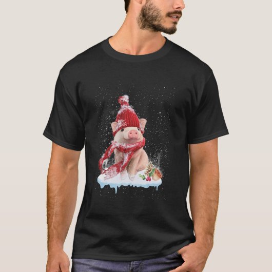 Pig Schattige Welkom Kerst T-shirt (Voorkant)