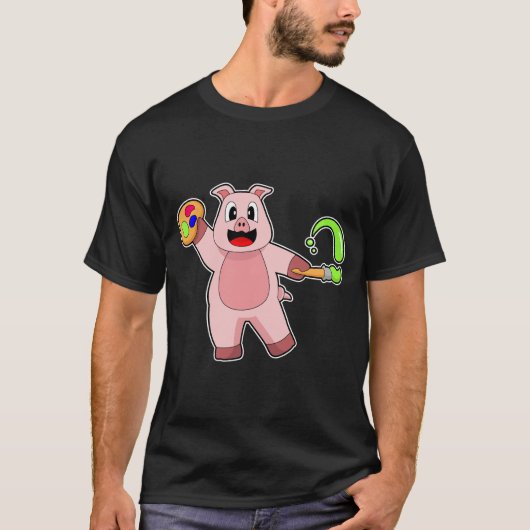 Pig Schilderen Penseel Kleur T-shirt (Voorkant)