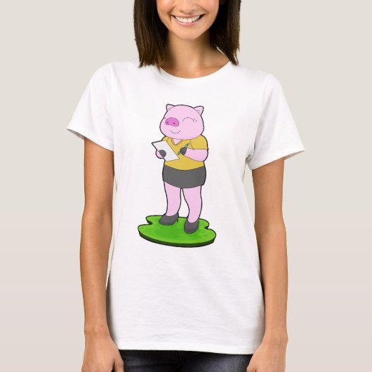 Pig Secretary Note T-shirt (Voorkant)