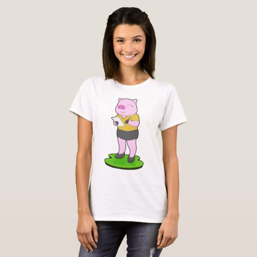 Pig Secretary Note T-shirt (Voorkant volledig)