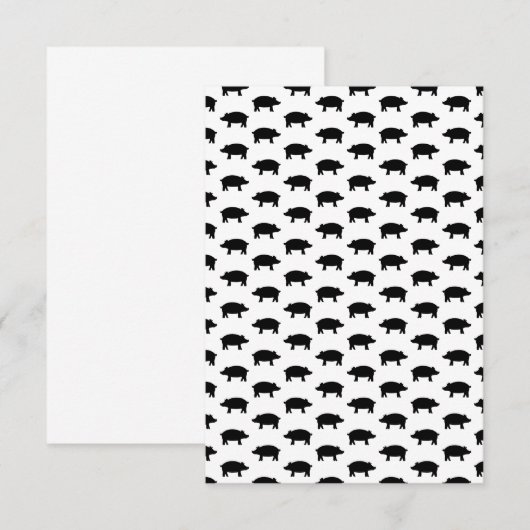 Pig Silhouette CUSTOM ACHTERGROND COLOR RSVP Kaartje (Voorkant / Achterkant)