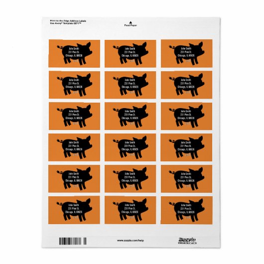 Pig Silhouette Etiket (Full Sheet)